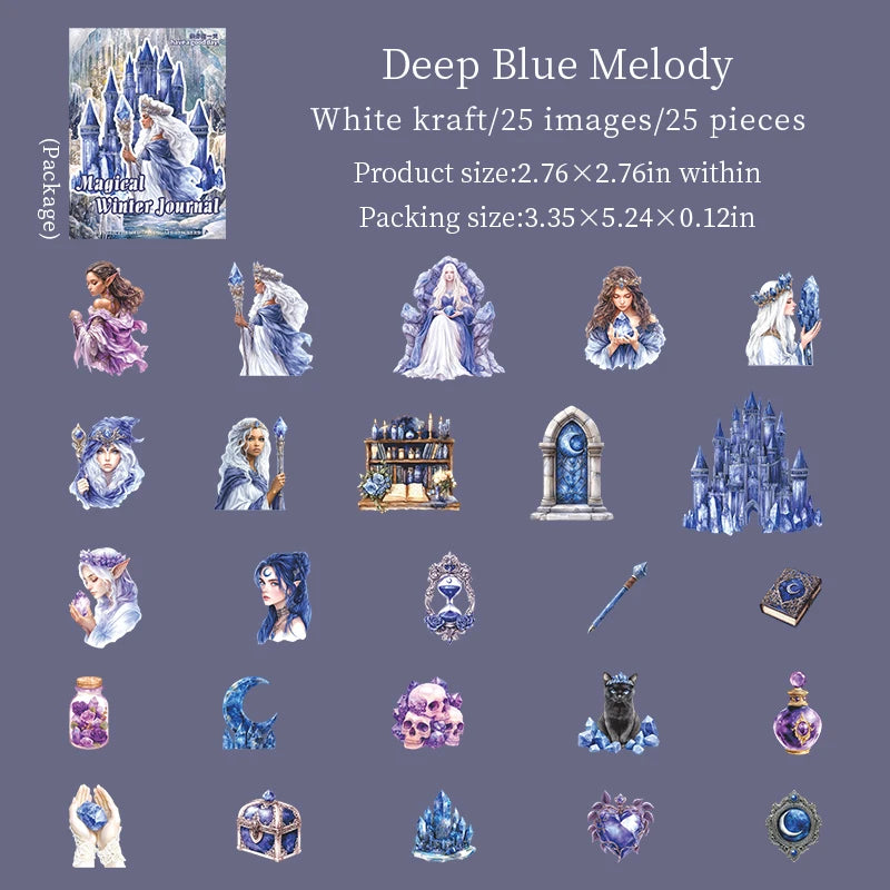 25 Sheets Magical Winter Theme Landscape Scenery Stickers for DIY Craft Scrapbook Guitar Phone Case Notebook Decoration Qme 3