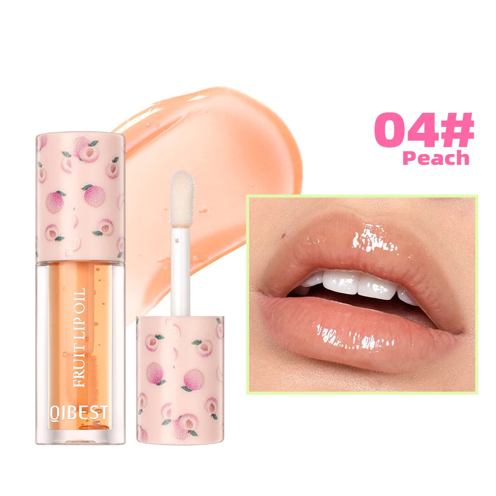 QIBEST Lip Balm Oil Moisturizing Makeup Lip Plumper Oil Repair Lip Fine Lines Beauty Lip Gloss Nourishing Bright Lip Cosmetic Qme 04 Peach