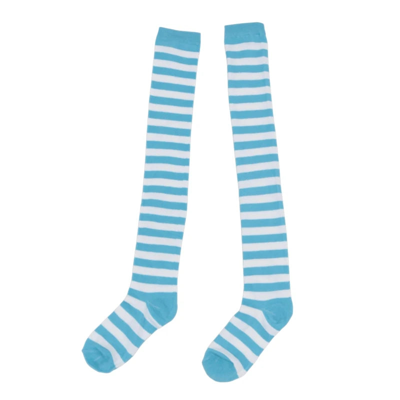 Women Striped Stockings Over Knee Length JK Long Socks Ladies Girls Qme A1 One Size