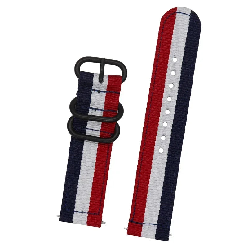 18mm 20mm 22mm 24mm Nylon Fabric Watch Bands Sport Strap For Samsung Galaxy Watch 3 Band Bands Amazfit GTR GTS Huawei GT2 Qme 3 stripe 24mm