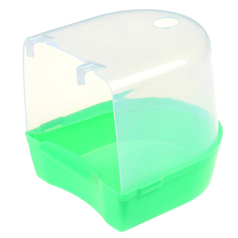 Plastic Bird Water Bath Box Bathtub Parrot For Parakeet Hanging Bowl Qme Green