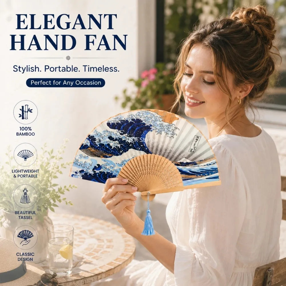 Handheld Folding Ancient Style Fan With Tassel Portable Decorative Photo Prop For Cosplay Party Indoor Atmosphere Decoration Qme