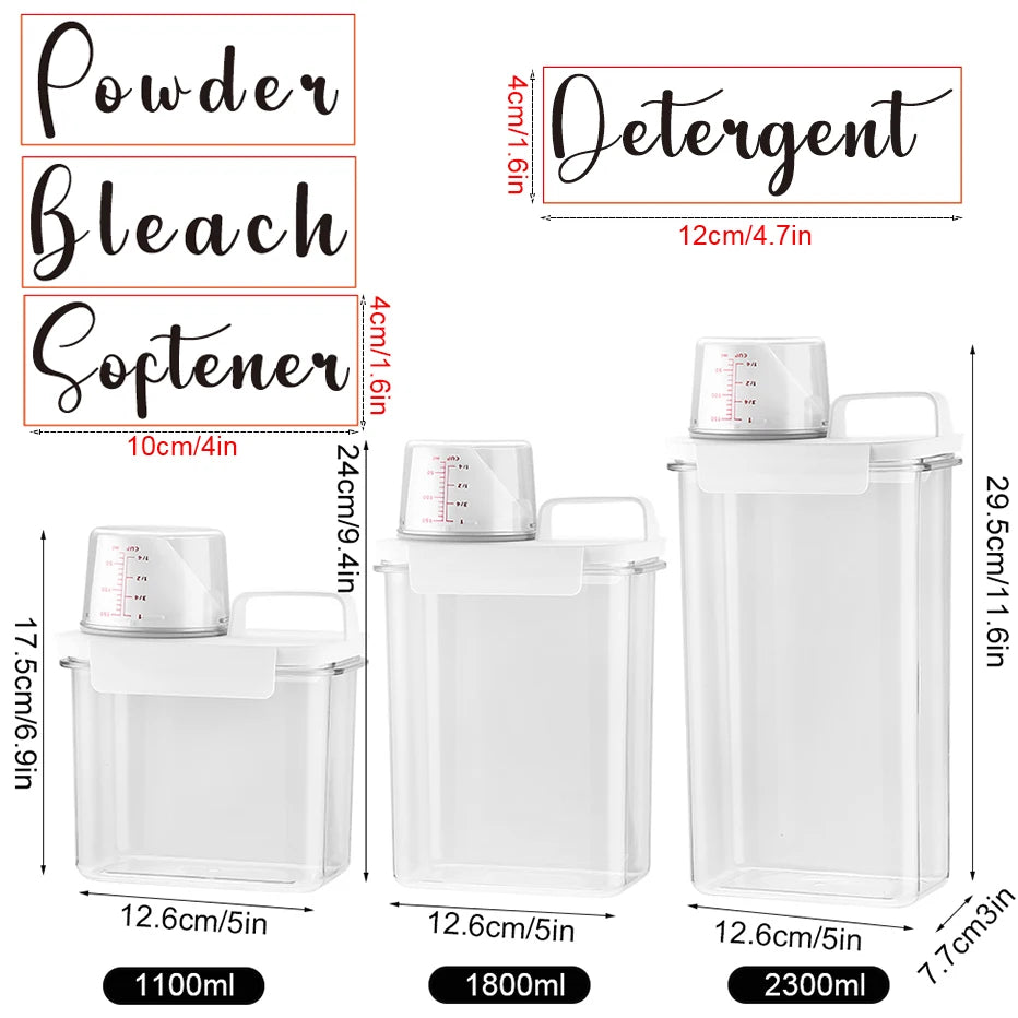 Laundry Detergent Dispenser for Laundry Room Orgnization and Storage 1100/1800/2300ml Laundry Powder Softener Container Qme