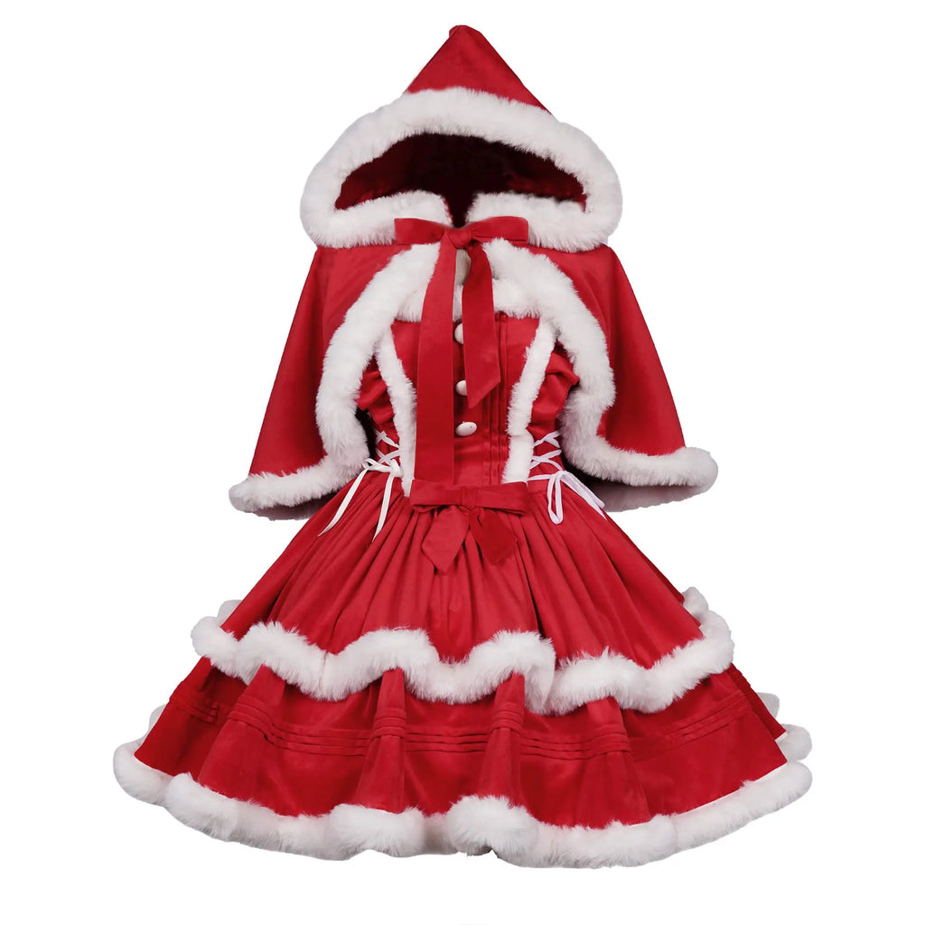 Womens Christmas Dresses Santa Christmas Outfits Cute Lolita Dress Red Green Purple Xmas Halloween Cosplay Costume For Adult Qme A XXXL
