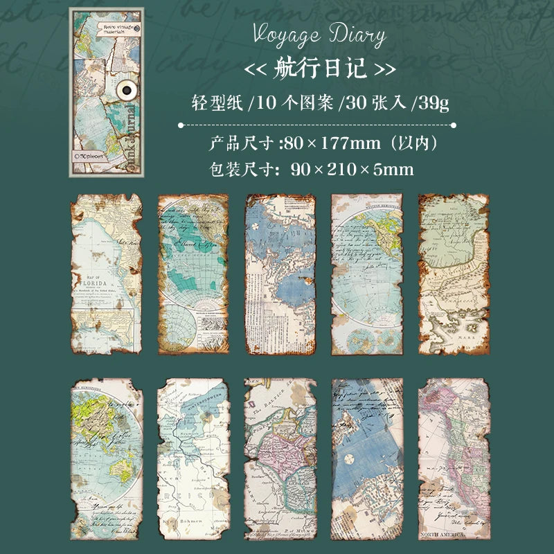 30 pcs Vintage old book pages Hand Account material paper Diy Junk Journal Decorative Scrapbooking Background paper Qme 2