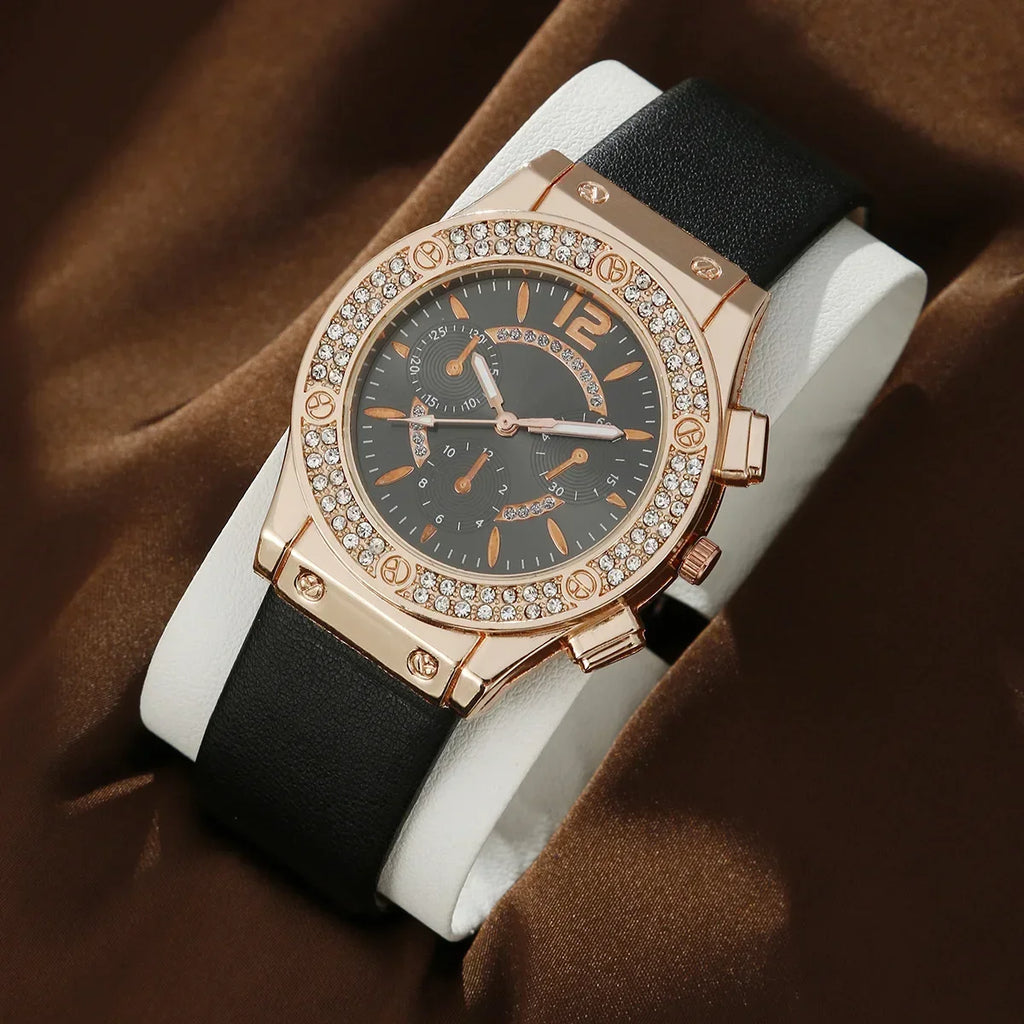 1pcs/set of versatile and fashionable PU strap watch, minimalist watch, women's trendy quartz watch Qme