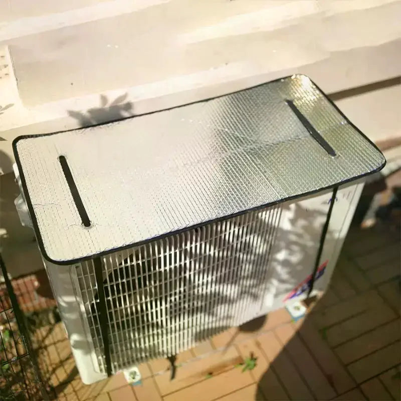 Outdoor Air Conditioner Cover Rainproof Sun Resistant Aluminum Foil Dust Cover With Elastic Band Lifting Loop Qme