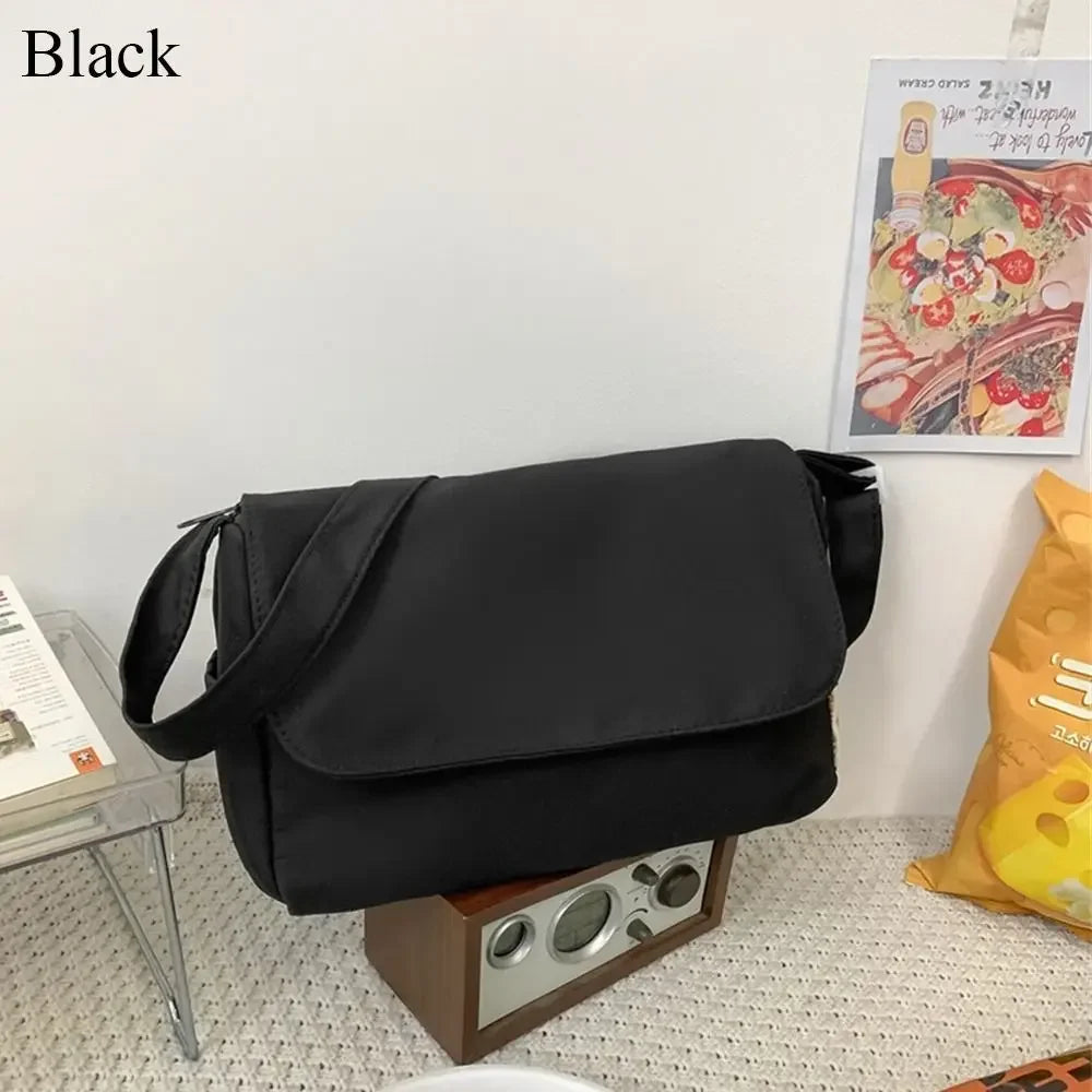 Canvas Shoulder Bags Women Simple Large Capacity Students Couples Shoulder Crossbody Commuter Casual Versatile Class Tote Bag Qme BK