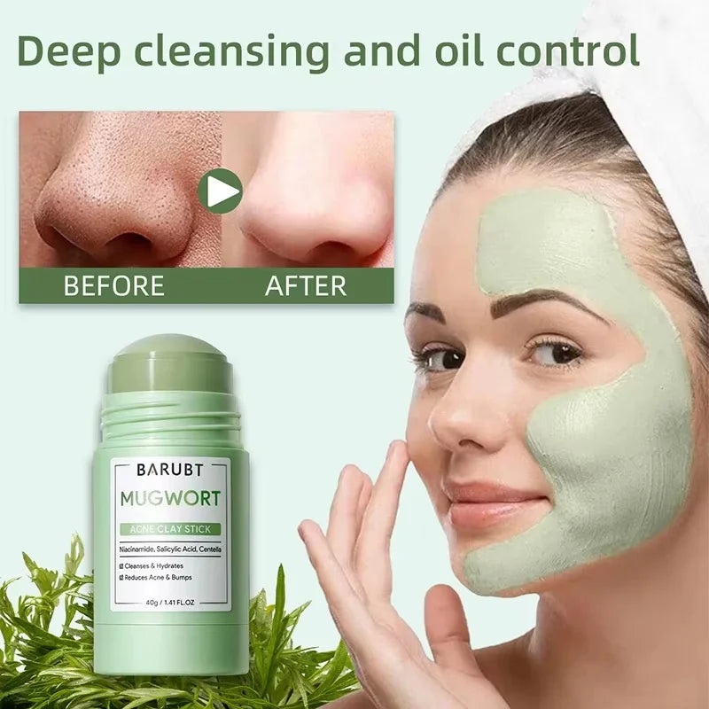 Alaska Volcano Mask Mugwort Cleansing Mask Stick Shrink Pores Acne Deep Blackhead Remover Facial Cleansing Moisturizing Mask 40g Qme