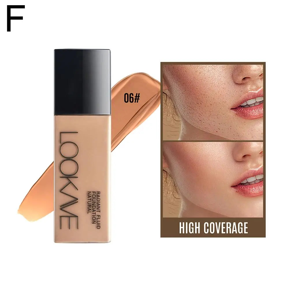 LOOKAVE Liquid Foundation Long Lasting Full Coverage Natural Matte Liquid Foundation Moisturizing Concealer CC Cream Base Makeup Qme 06 CN
