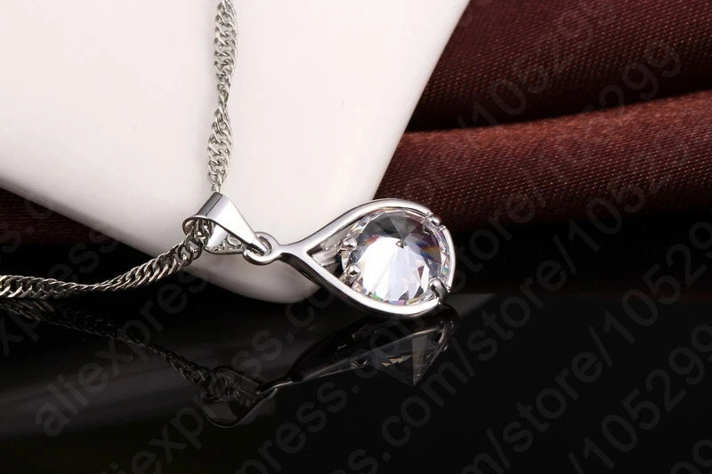 Jewelry Set for Women 925 Sterling Silver Color Cute Round Drop Shape Pendant Necklace Hoop Earring Big Promotion Sale Qme