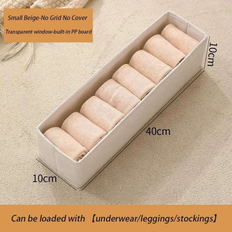 Portable Clothes Organizers of Cabinets Drawers Fabric Foldable Boxes Bedroom Wardrobe Organization Home for Pants Storage Box Qme Beige S
