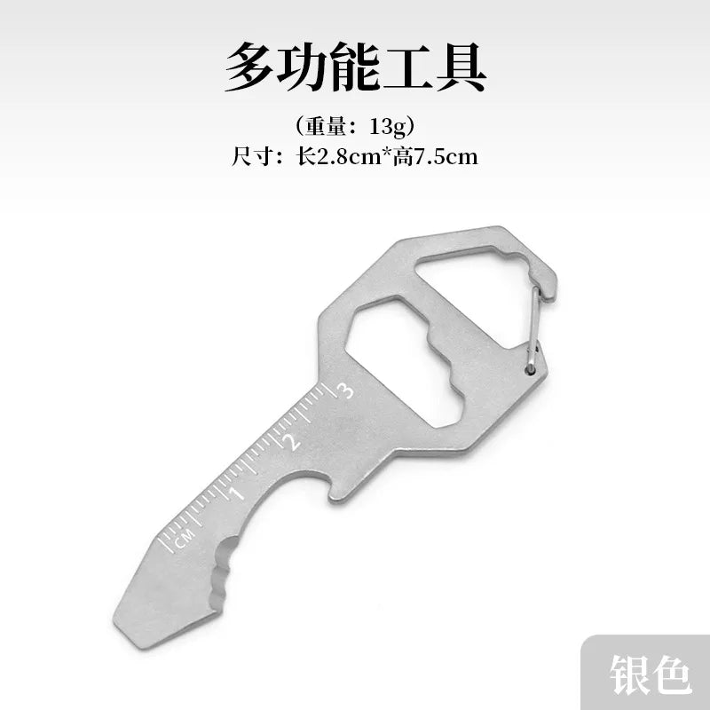 Cassette EDC Tool Card Multifunctional Keychain Bottle Opener Hexagon Qme Silver
