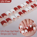 22Tips French Red Heart Kiss UV-Free Gel Nail Stickers Glitter Flower Qme BSA-0381