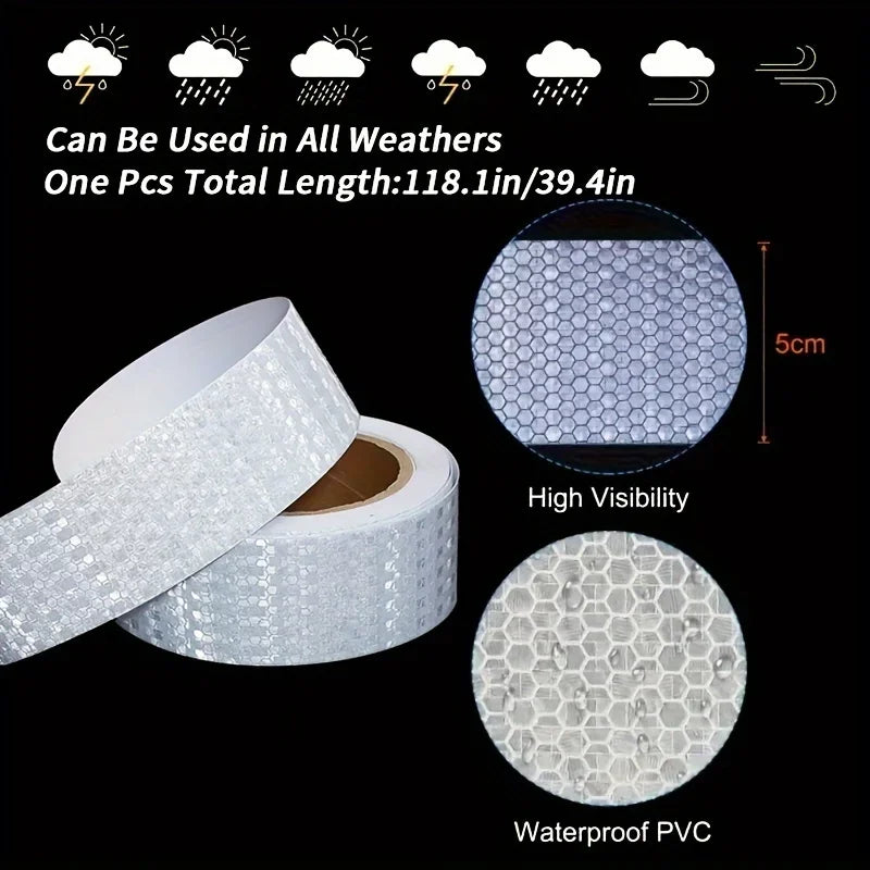 5m Reflective Tape PVC Bicycle Wheels Reflect Fluorescent Sticker Bike Reflective Sticker Strip Tape For Cycling Warning Safety Qme