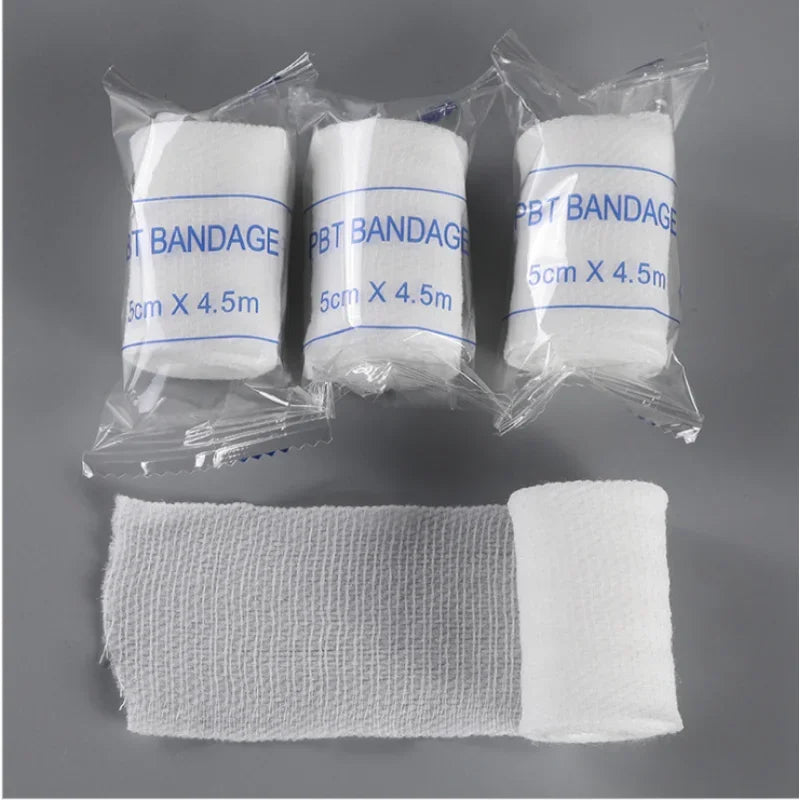 Elastic Bandage, Skin Friendly, Breathable, First Aid Kit, Gauze Wound Dressing, Medical Nursing Emergency Care, Cotton PBT Qme