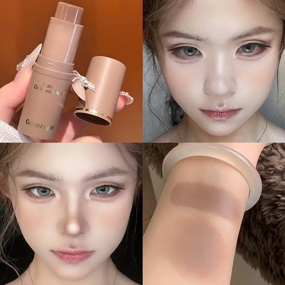 Silky Contouring Bronzer Stick Face Makeup Cosmetics Smooth Lasting Natural Nose Shadow Waterproof V-Face Highlight Brighten Qme 02 smoke brown