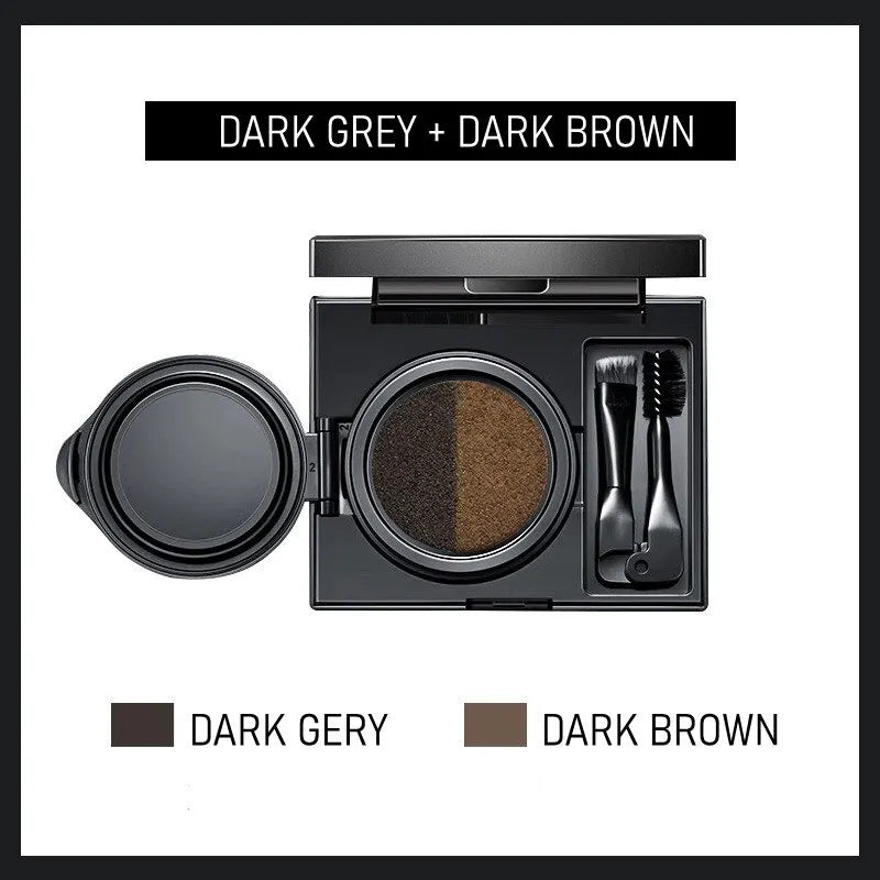 GECOMO Two-color Air Cushion Eyebrow Powder Waterproof Sweat-proof Qme Gray Color 205001-1