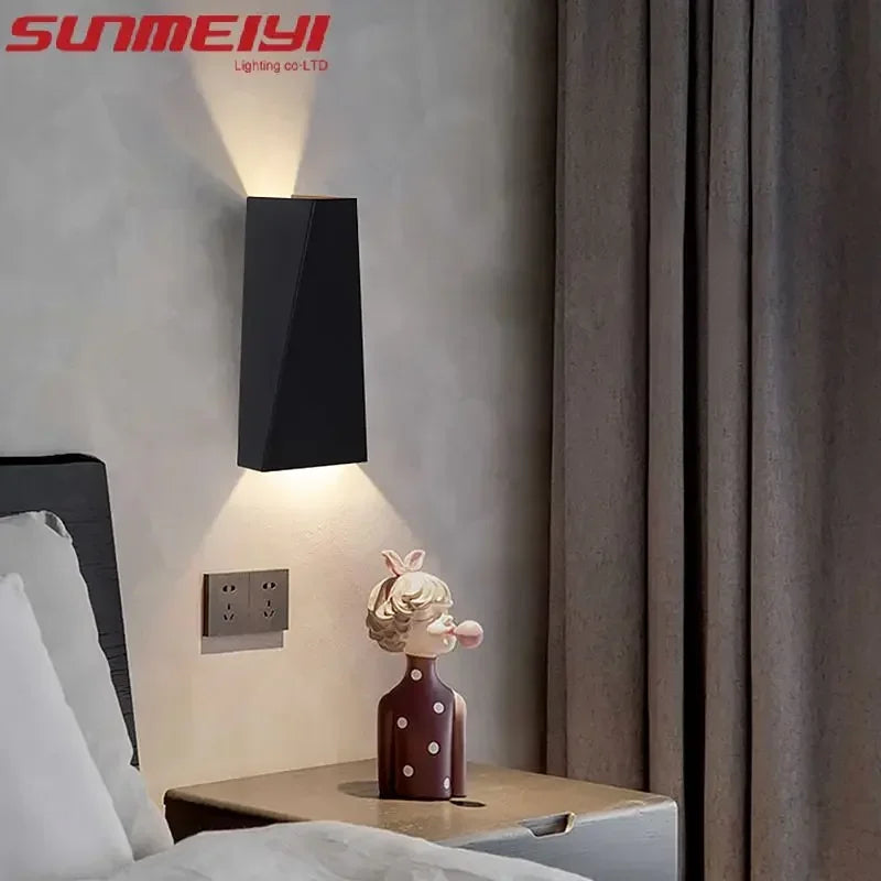 Outdoor Waterproof LED Wall Lamp Modern and Simple Nordic Black Villa Courtyard Garden Corridor Balcony Dual Head Spotlights Qme