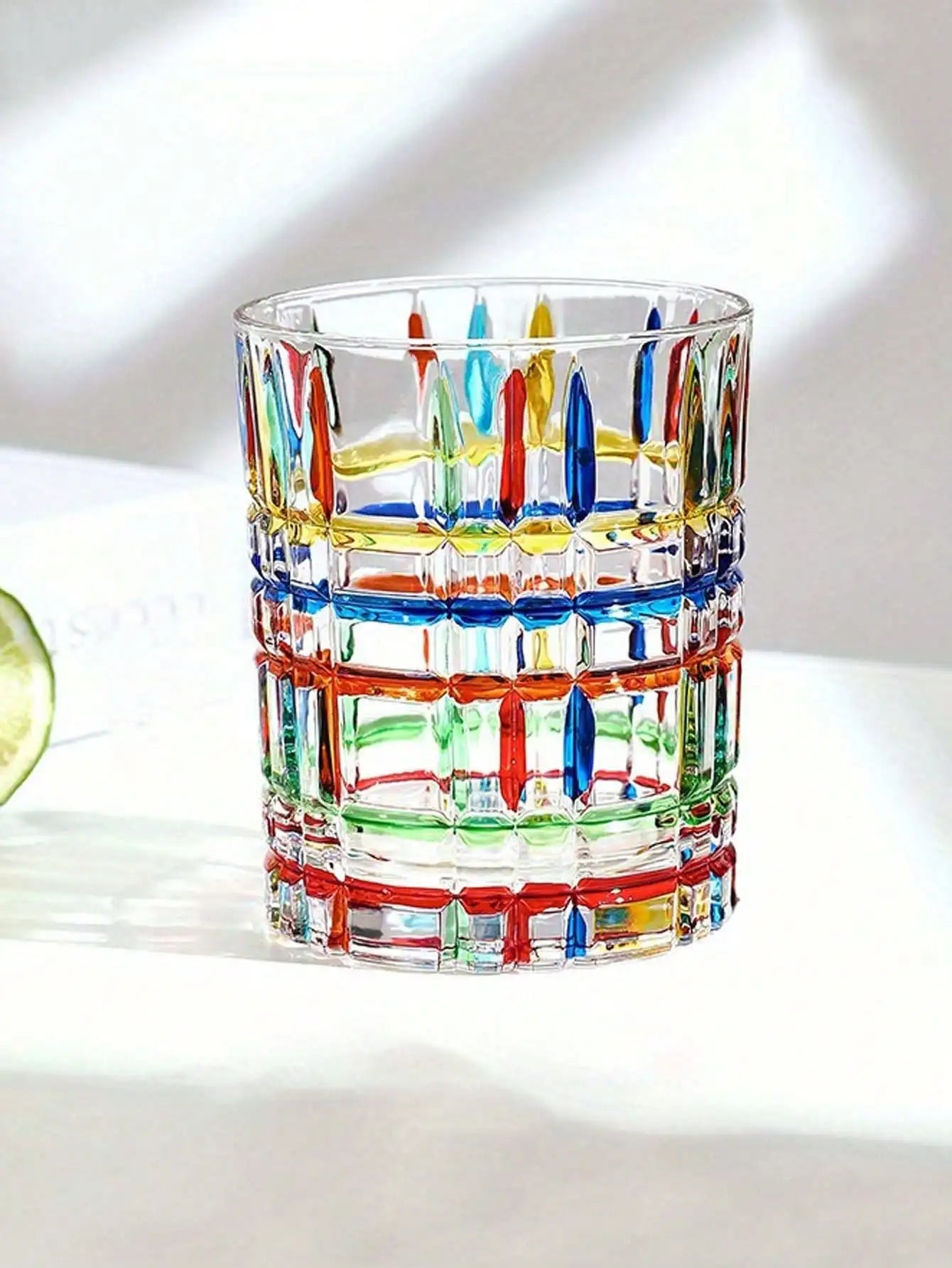 Hand-painted Colored Glass Coffee Cup Creative Design Whiskey Juice Qme