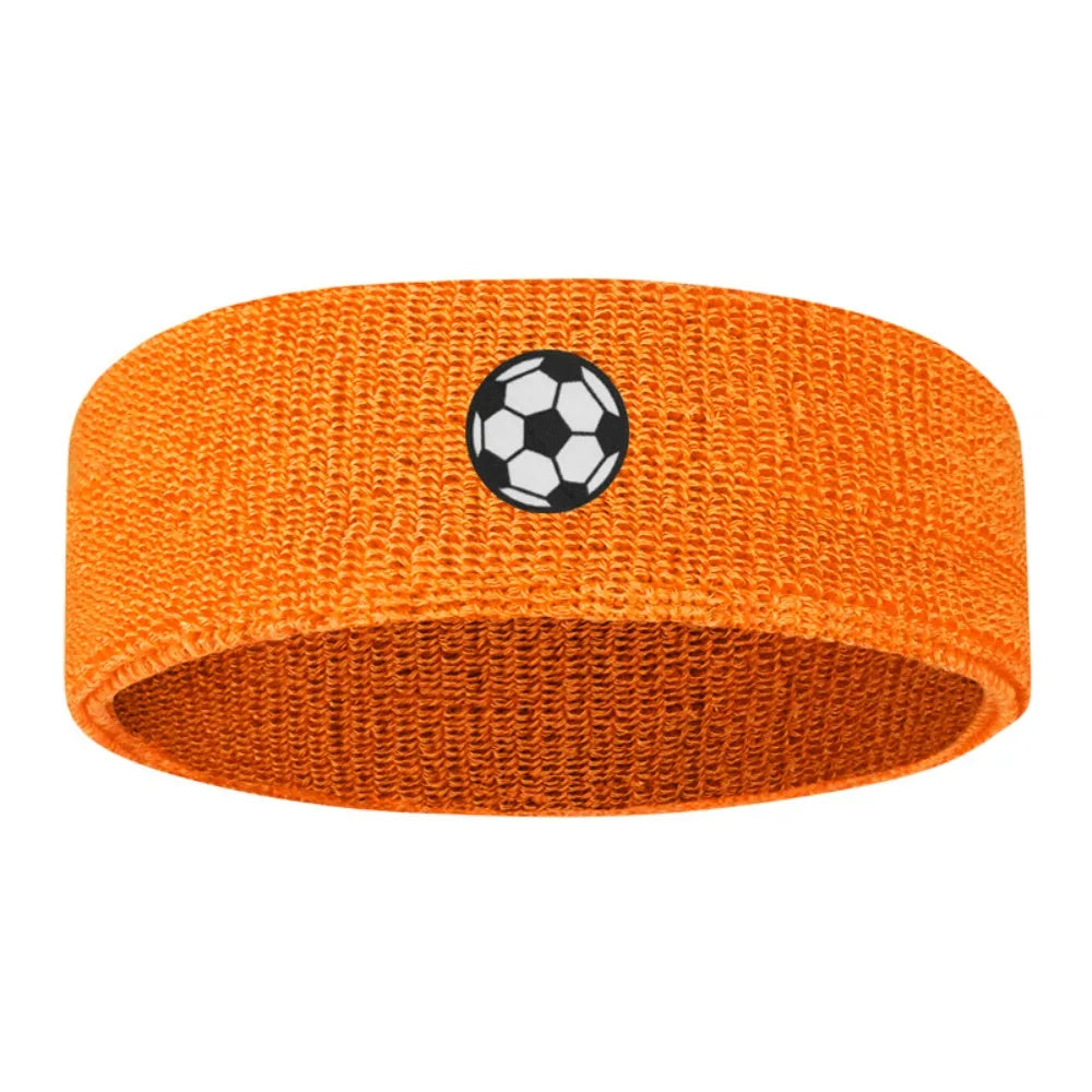 Sweat Absorbing Cartoon Sports Headband Polyester Wicking Hairband Qme Soccer Orange