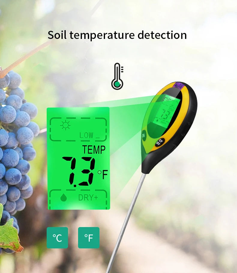 1 Soil PH Meter Tester Moisture Temperature Sunlight Intensity Qme
