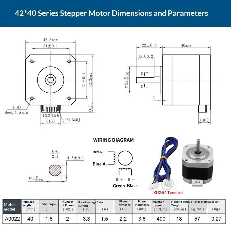 1.0A 12V 14N.cm CNC Laser Engraver Motor 3D Printer Extruder 4 Lead For Nema 17 22mm 42 Stepper Motor 42*42*23mm Qme A5