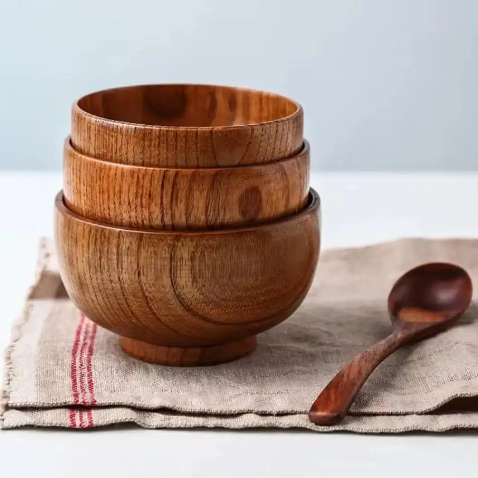 Japanese Style Jujube Wooden Bowl Round Large Soup Bowl Creative Children's Rice Bowl Tableware Vintage Wooden Bowls Tableware Qme