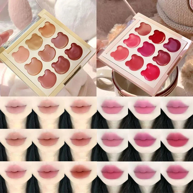 Purplish Orange Nine Colors Lip Mud Velvet Matte Lipstick Makeup Silky Mud Like Texture Lip Gloss Lips Cheeks Dual-use Cosmetics Qme