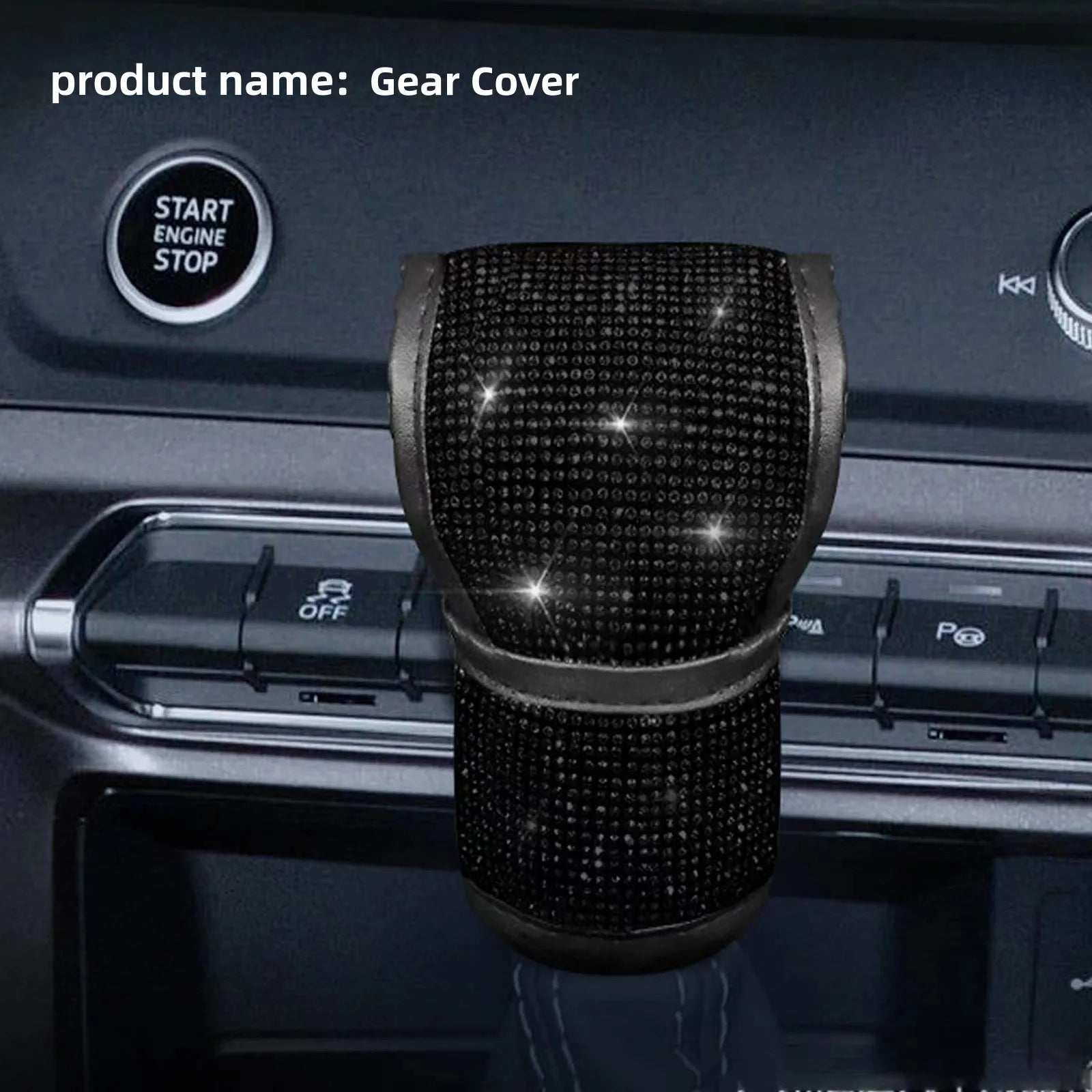 1pc Luxury Bling Car Gear Shift Cover Sparkling Rhinestone,Fit for Most Vehicles,Adds Glamour to Your Ride,Bling Car Accessories Qme black
