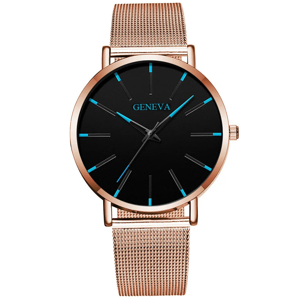 Top Brand Fashion Minimalist Ultra-thin Watch Men's Business Stainless Steel Strap Steel Mesh Quartz Watch Relogio Masculino Qme