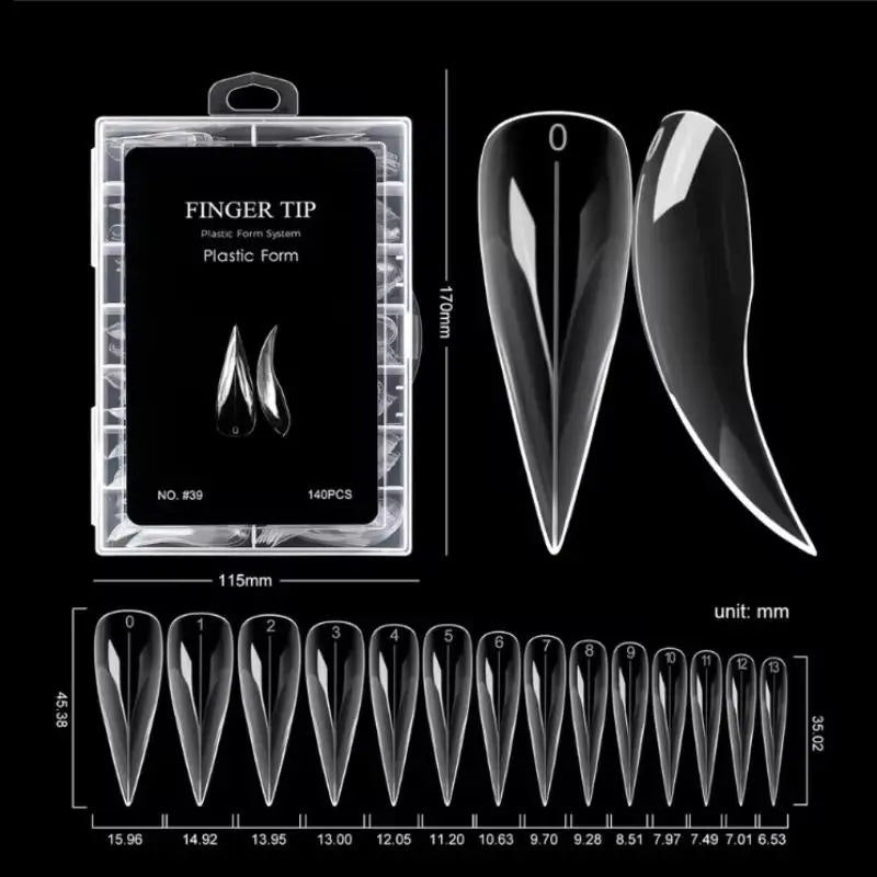 Box Short Curved Stiletto Nail Dual Form Extension 3D Cat's Claw Qme