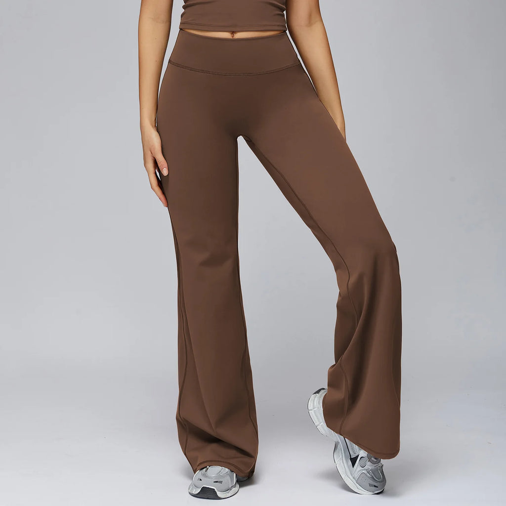 A New Autumn Winter High Waist Wide Leg Sports Pants, Naked Hip Lifting Loose Fitness Sweatpants For Outdoor Daily Leisure Qme Chocolate Brown S