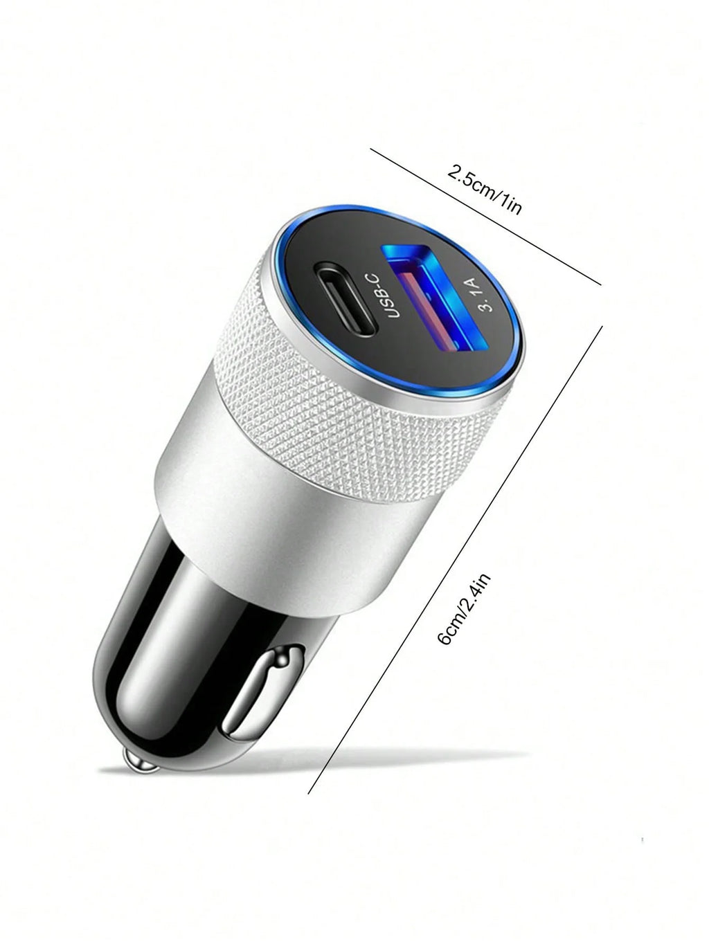 3 1A Usb+pd Metal Car Charger Aluminum Alloy Mobile Phone Qme GRAY