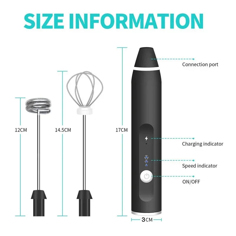 Electric Milk Frothers Handheld Wireless Blender USB Mini Coffee Maker Whisk Mixer Cappuccino Cream Egg Beater Food Blender Qme