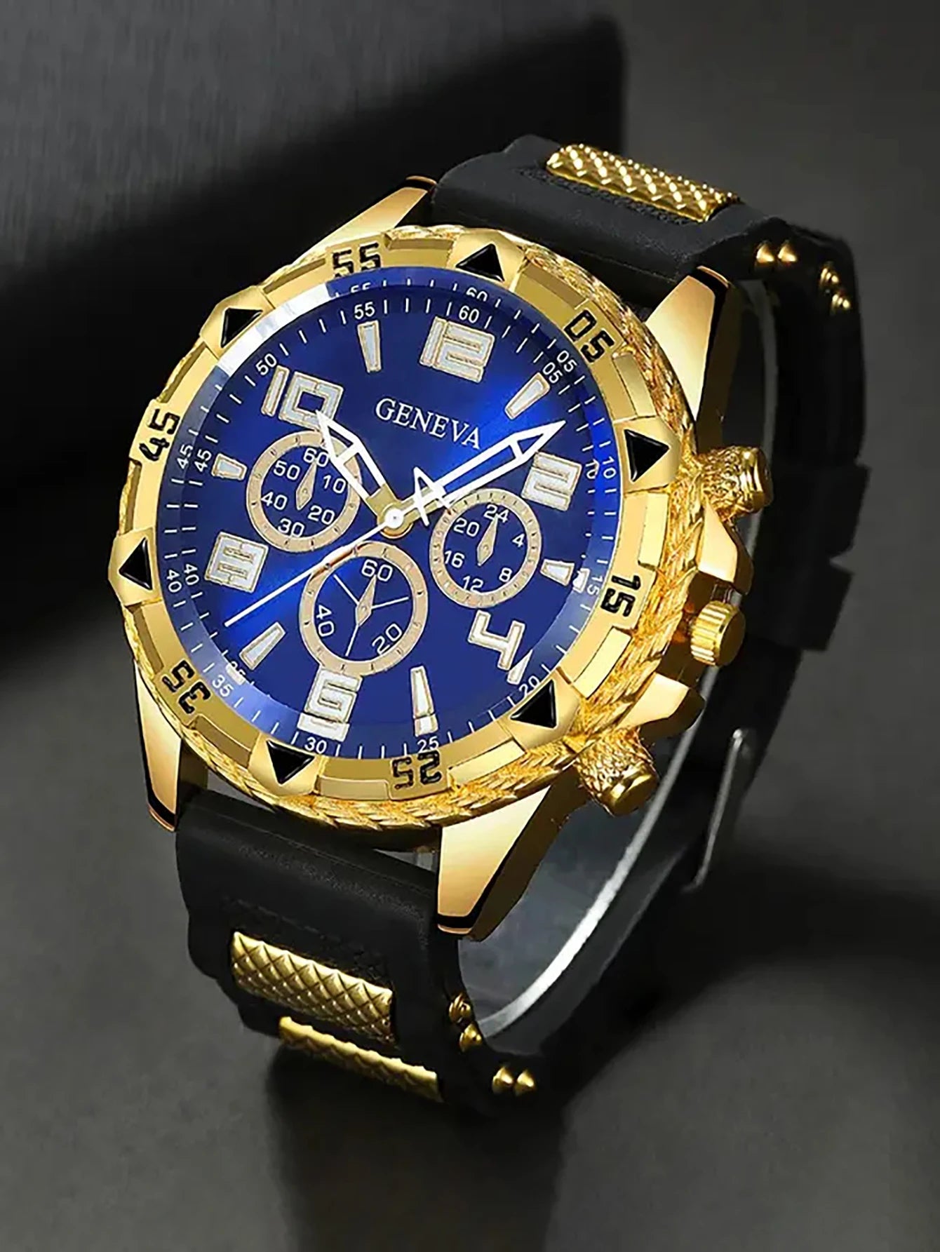Men's round Case Quartz Watch And Bracelet Set Suitable for Daily Wear Birthday Gift，NO BOX Qme