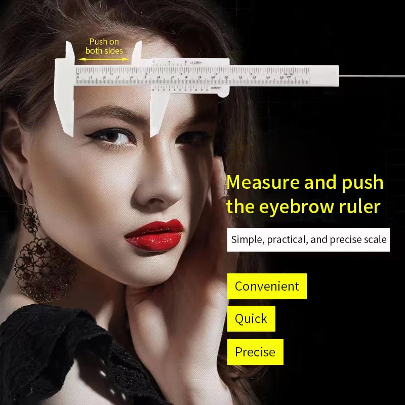 Portable Plastic Eyebrow Measuring Vernier Caliper Tattoo Ruler Qme