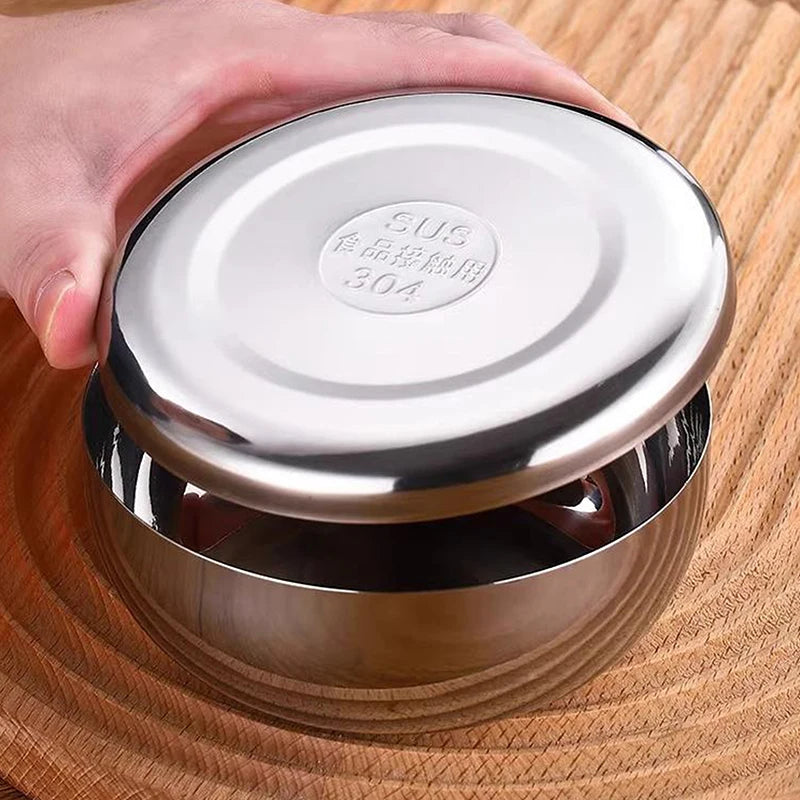 Stainless Steel Bowl Korean Big Cooked Rice Cover Single Layer Qme