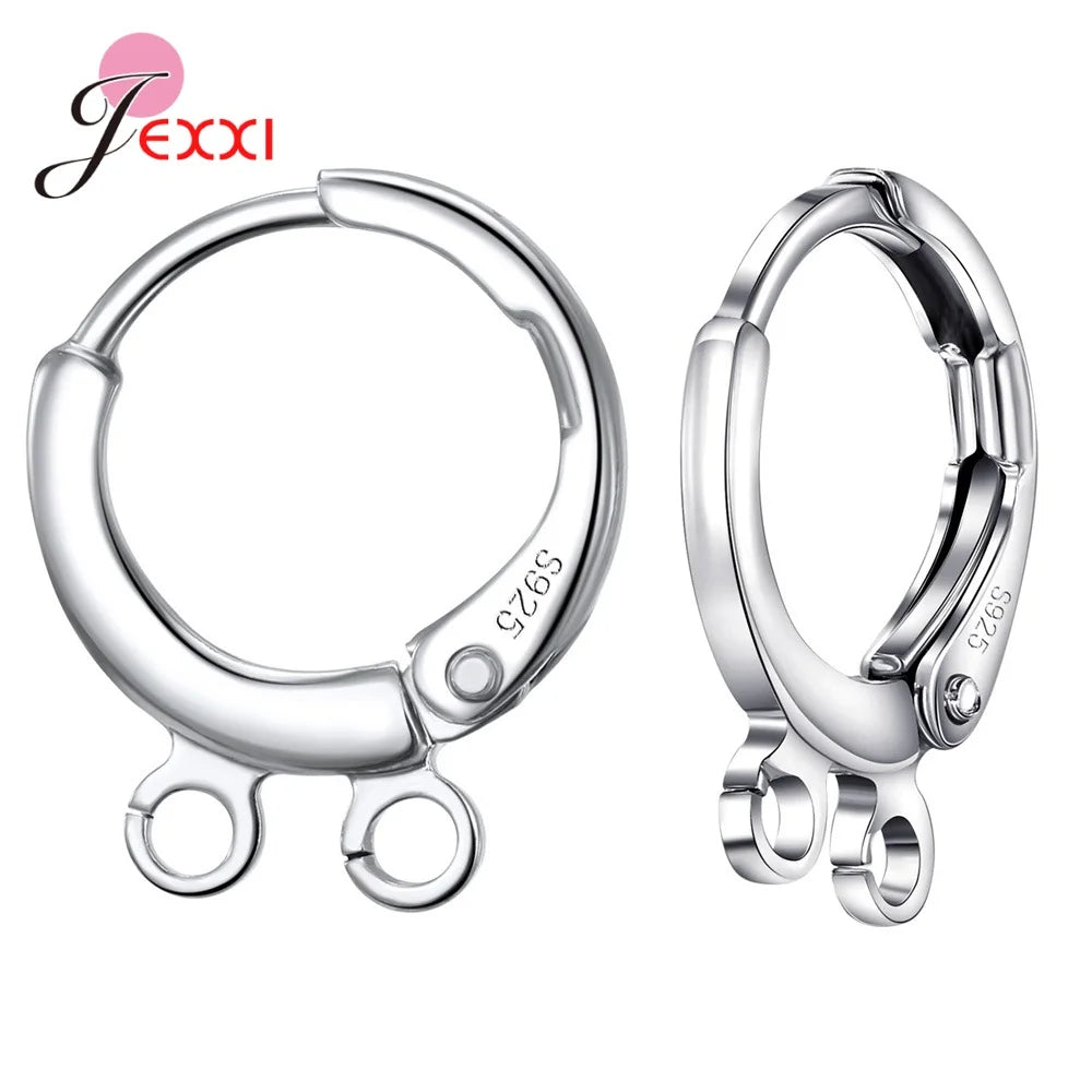 Wholesale 10 PCs Genuine 925 Sterling Silver Color Earring Findings Two Models For Choice Bright Women DIY Jewelry Findings Qme A