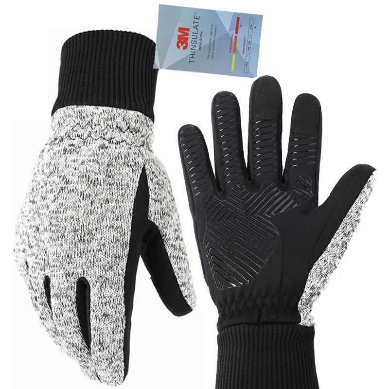 Winter Gloves -20℉ Thinsulate Thermal Gloves Cold Weather Warm Gloves Running Gloves Touchscreen Bike Gloves for Men Women Qme GRAY S