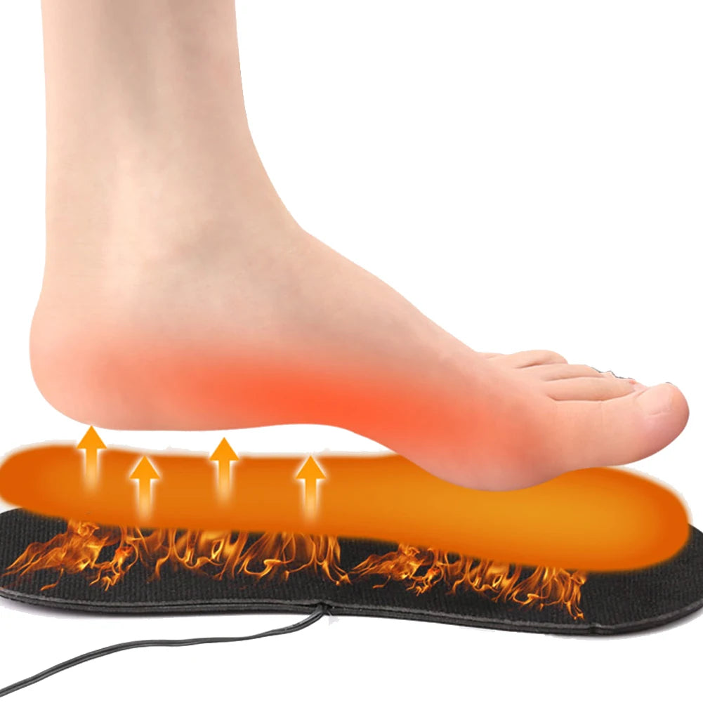 Electric Heated Insoles with Battery Box Outdoor Thermal Insoles Washable Warming Shoe Insoles for Outdoor Sports Qme