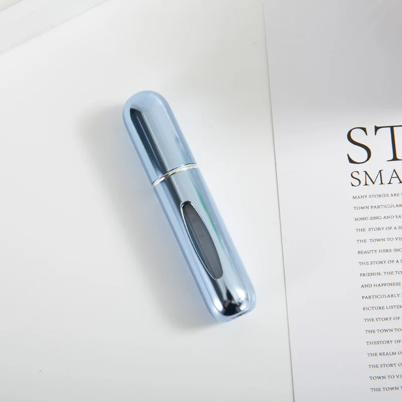 1/3/5/10pcs travel Leak portable mini perfume bottle with Bottom Fill Function aluminum refillable 5ml spray bottle Qme Light pale blue Metal 5ml