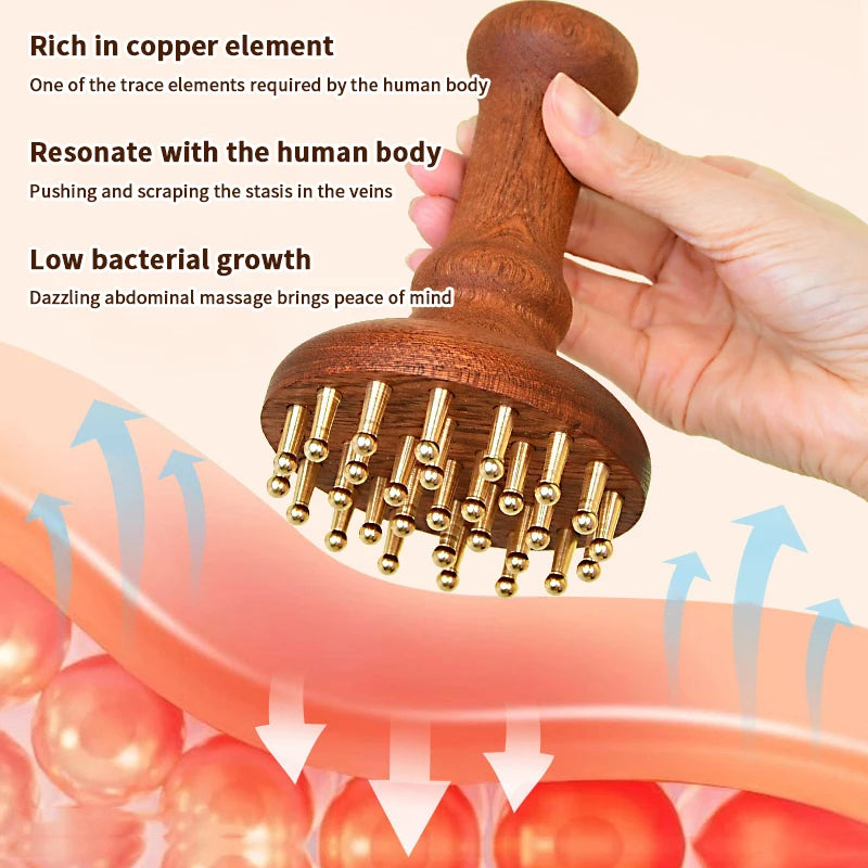 Copper Head Massage Gua Sha Comb Durable Chinese SPA Tool Long Wooden Qme