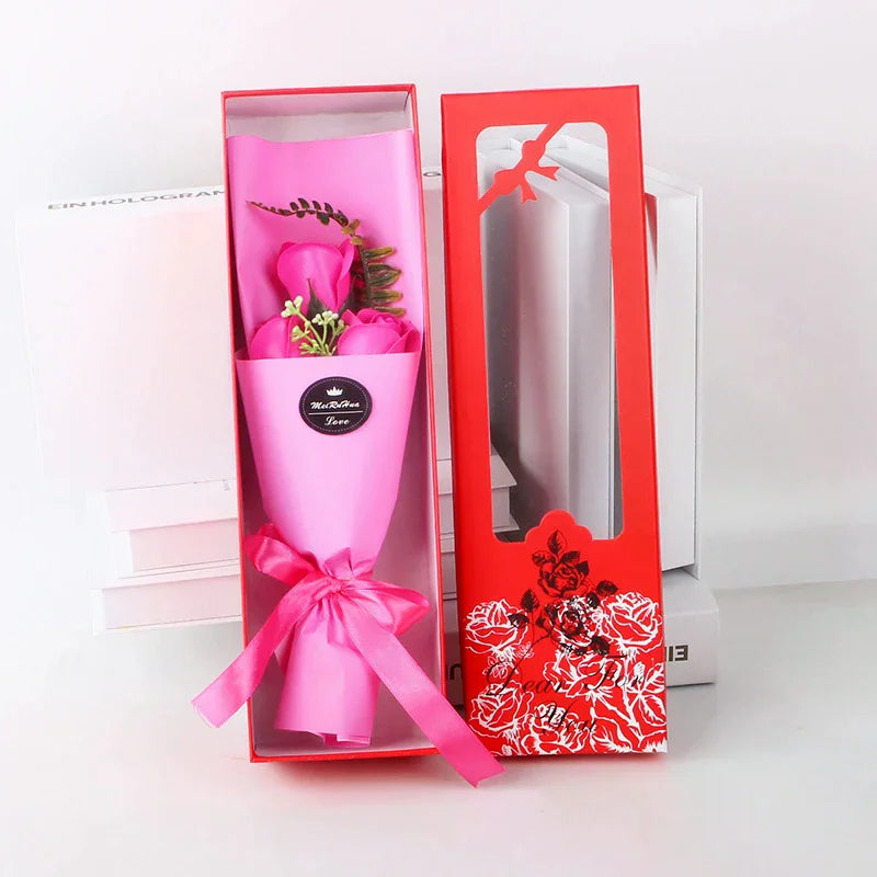 Multi-Use Artificial Soap Flower Bouquet With Gift Box Luxury Soap Florals Simulation Rose Bouquet Wife Girlfriend Gift Qme