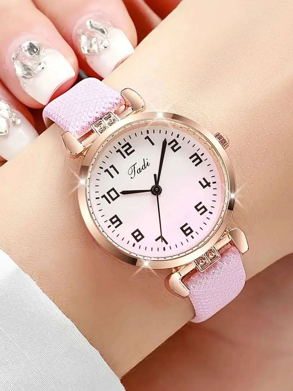 3/5-piece watch set for female niche, small and fresh students, gradient color, artistic style, digital scale women's watch Qme