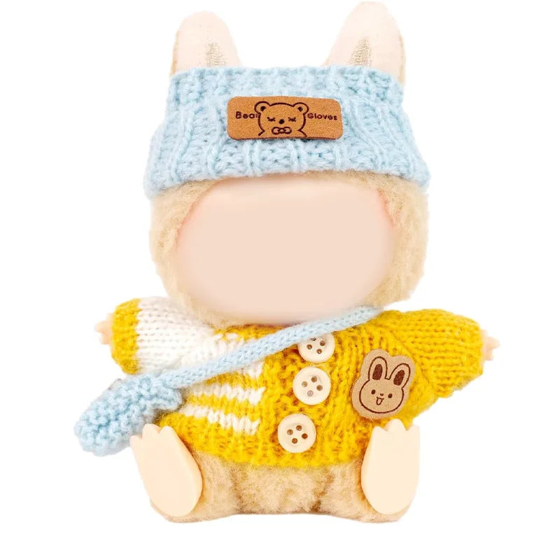 Labubu Crochet 3-Piece Clothing Set, Suitable for 15-17cm Dolls (Accessories Only) - Fashion Accessories Qme YELLOW