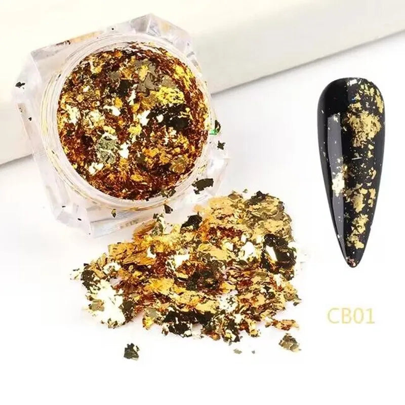 Golden Foil Flakes Nail Foils Gold Art DIY Arts Crafts Epoxy Tumbler Qme 01