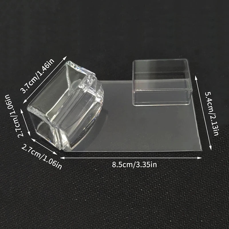 Transparent Rectangle Nail Art Stamper Scraper Silicone Head Transfer Qme onesize