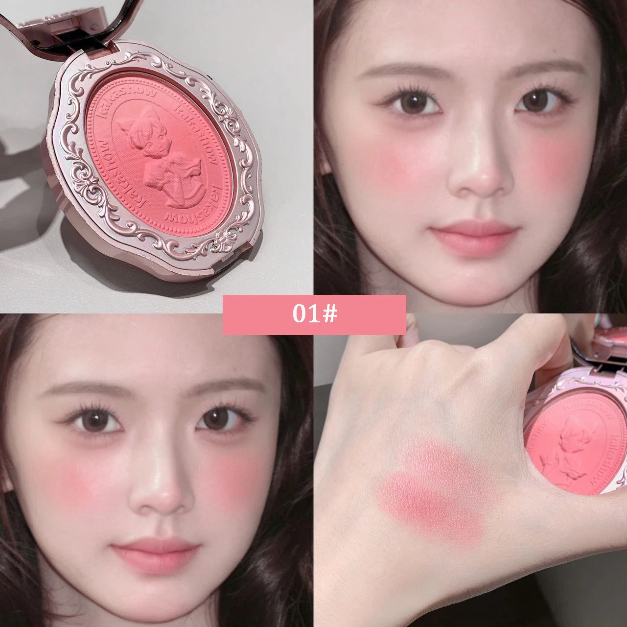 3 Colors Matte Embossed Blush High Pigmented Makeup Brightening Cheek Purple Blush Palette Pink Peach Natural Color Rendering Qme 01