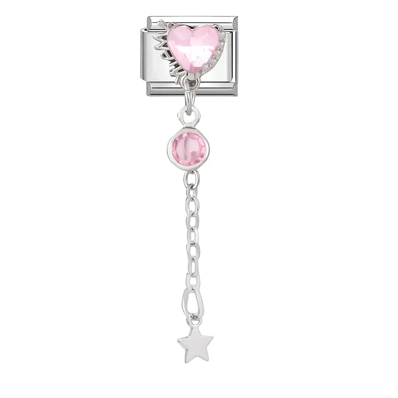 2026 Love Heart Bird Lock Butterfly Bows Long Chain Italian Charm Fit